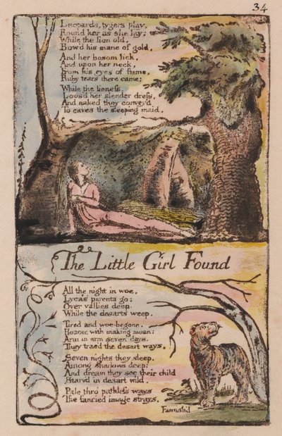 Songs of Innocence and of Experience, Plate 34, The Little Girl Found (Bentley 35) by William Blake